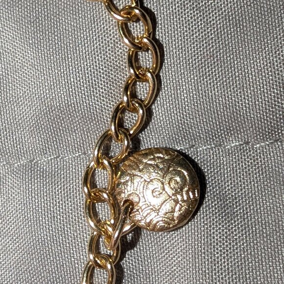 $1 with Bundle ~ Chain Charm Bracelet with Green Rhinestone Eyed Cat Head 4461 - Picture 4 of 6